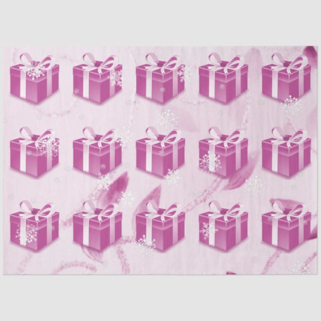 Papel de tecidos para presentes de Natal rosa (Frente )