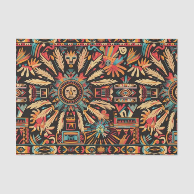 Papel Decorativo "Aztec Dream" ciano vibrante (Frente )