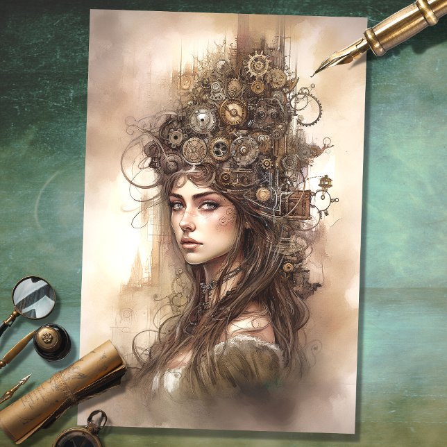 Papel Decoupage da Mulher Steampunk 2 (Criador carregado)