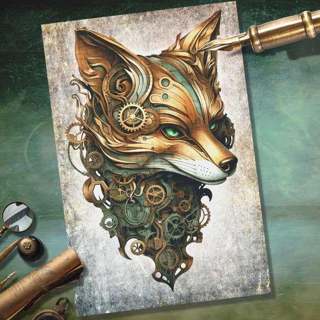 Papel Decoupage de Fox Fox Steampunk (Criador carregado)