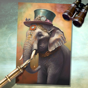 Papel Decoupage do Elefante Steampunk 1