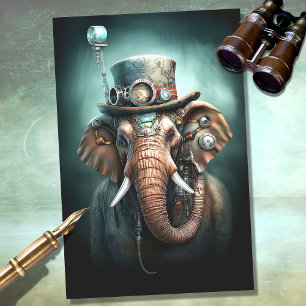 Papel Decoupage do Elefante Steampunk 2