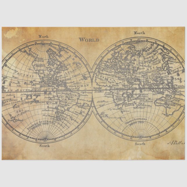 Papel Decoupage do Mapa Mundial (Frente )