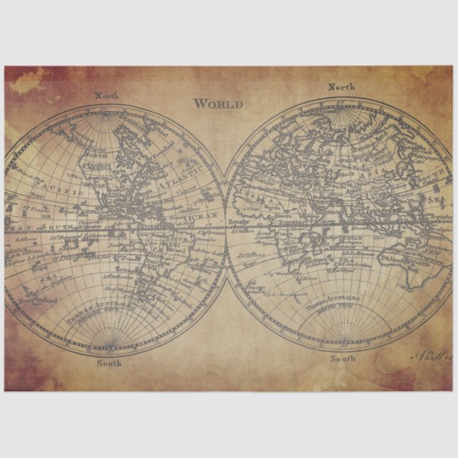 Papel Decoupage do Mapa Mundial (Frente )