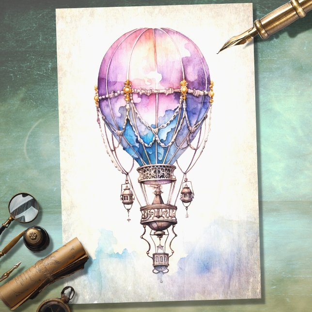 Papel Decoupage Steampunk Hot Air Balloon 2 (Criador carregado)
