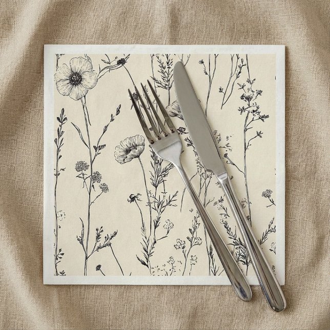 Papel Delicar guardanapo de flores silvestres (Delicate wild flowers napkin.)