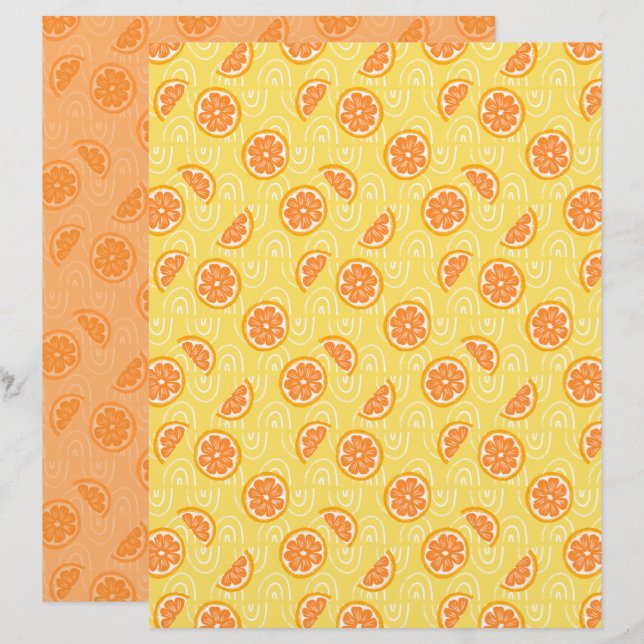 Papel do Álbum de Recortes Laranja (Frente/Verso)