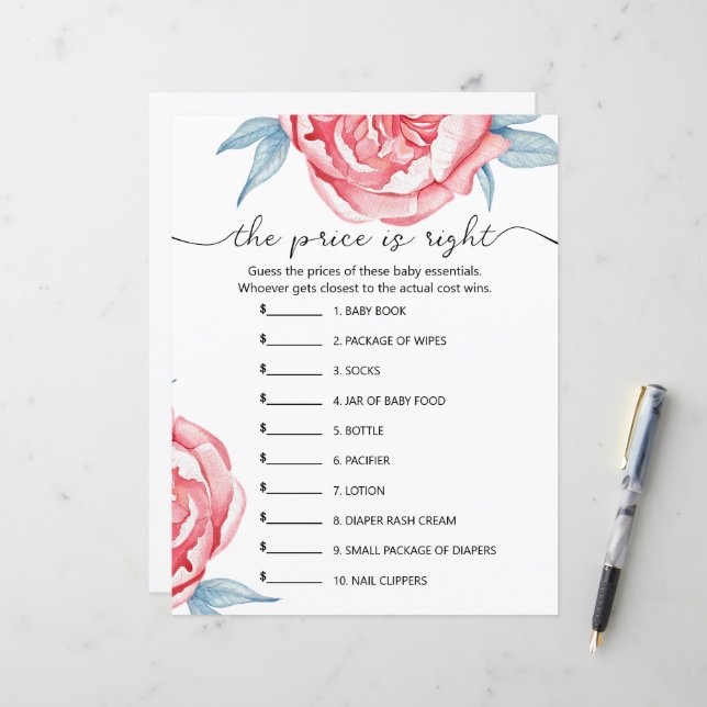 Papel do jogo "o preço está certo" (Frente/Verso In Situ)