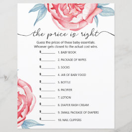 Papel do jogo "o preço está certo"