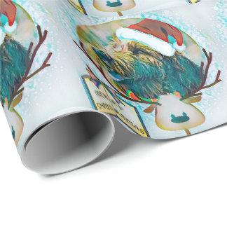 Papel do presente do Natal de Labradoodle do papai