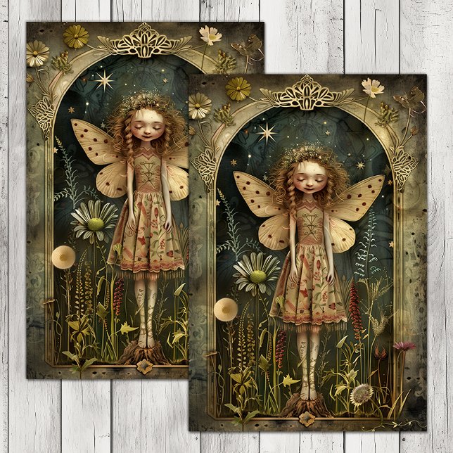 PAPEL DO TECIDO DE DECOUPAÇÃO DE FLORESTA DE DÓLAR (DAINTY FOREST FAIRY DECOUPAGE TISSUE PAPER)