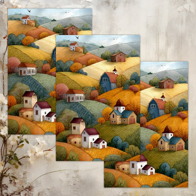 PAPEL DO TECIDO DE DESCOLAGEM AUTUMN LIFE (AUTUMN FARM LIFE DECOUPAGE TISSUE PAPER)