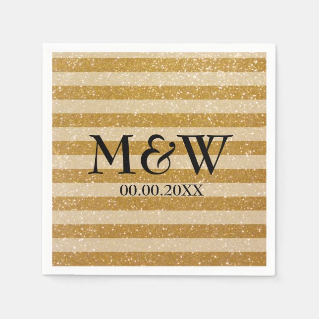 Papel Dourado guardanapo de casamento com monograma list (Frente)