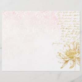Papel Dourado no Scrapbook Floral & Rosa Damask