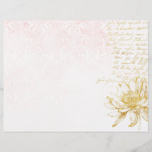 Papel Dourado no Scrapbook Floral & Rosa Damask