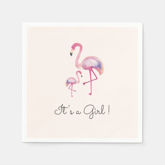 Papel É uma Flamingo de Bebê Menina Guardanapo para Chuv (Frente)