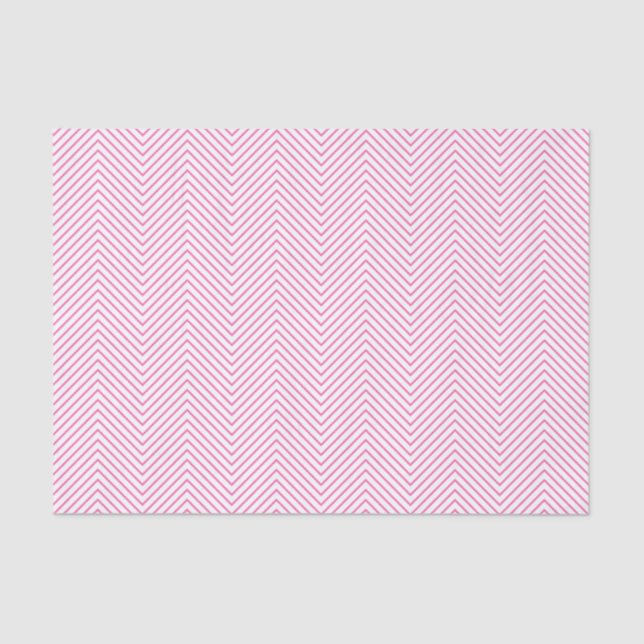 Papel em Tecido da Linha Chevron - Rosa em Branco (Frente )