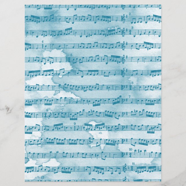 Papel Escarapado para Música Azul Com Manchas Aquá (Frente)