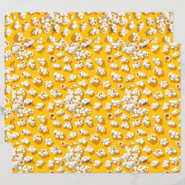 Papel Escrapado Amarelo de Padrão de Pipoca (Frente/Verso)