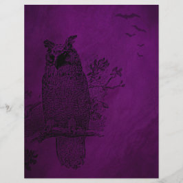 Papel Escrapbook Roxo Vintage Owl