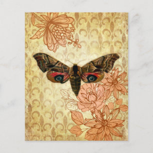 Papel Escrapbook Vintage Ephemera Moth & Flowers