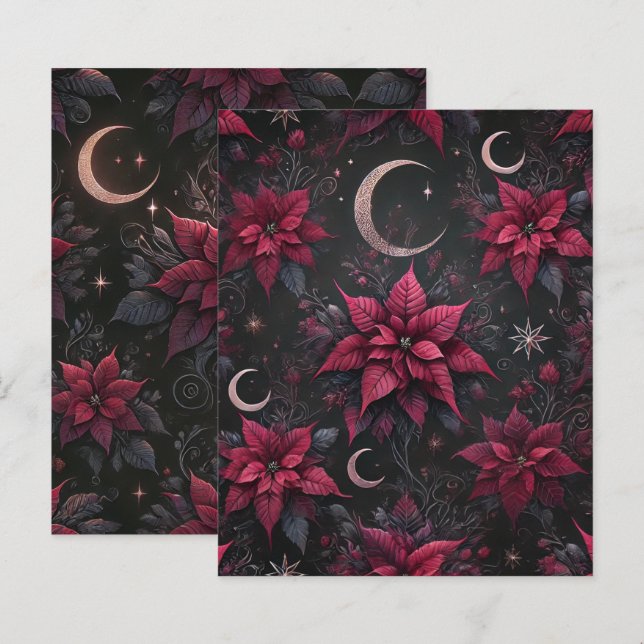 Papel Escuro Witchy Moon Poinsettia (Frente/Verso)