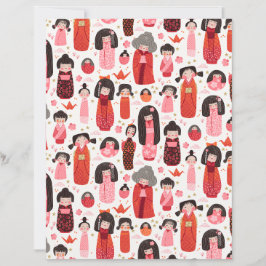 Papel especial branco japonês em cartaz Kokeshi