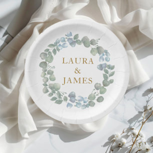 Papel Eucalyptus sage - prato de casamento verde