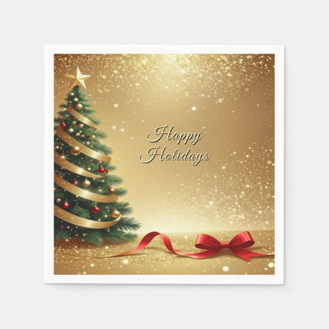 Papel Fitas de árvore de Natal guardanapo de férias (Frente)