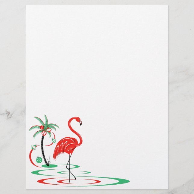 Papel Flamingo de Natal Vermelho (Frente)