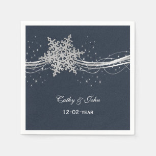 Papel Flocos de neve de prata azuis guardanapo wedding