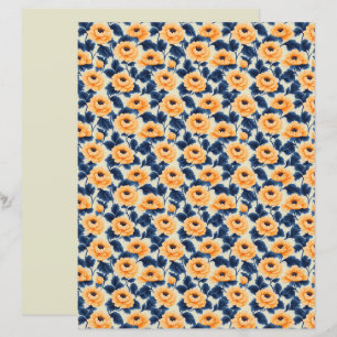 Papel Floral Amarelo Papoula para Álbum de Recorte