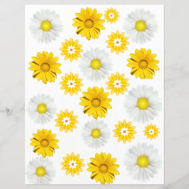 Papel Floral Amarelo para Scrapbook (Frente)