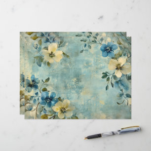 Papel Floral Branco Azul para Jornal de Sucata Scr