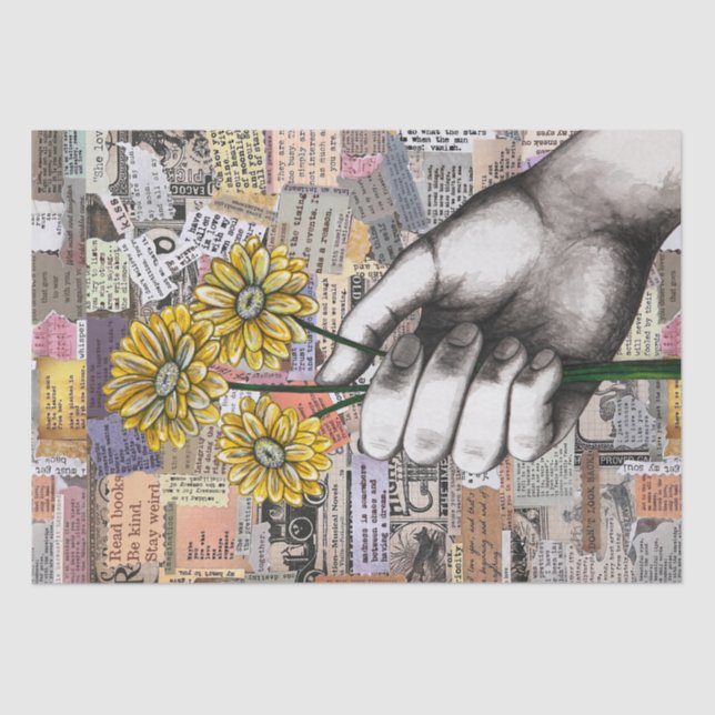 Papel Floral Coletor Mídia Tecido Mídia Misturada (Frente )