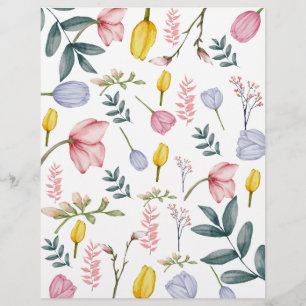 Papel Floral de Recorte de Aquarela Digital