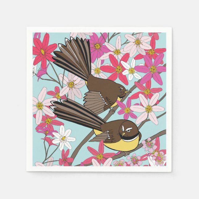 Papel Floral e guardanapo de aves (Frente)