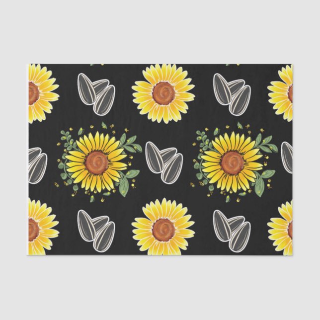 Papel Floral em Tecido de 10 lb, Preto e Amarelo (Frente )