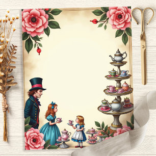 Papel Floral Festa do Chá da Alice no País das Mar