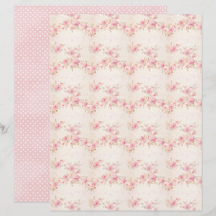 Papel Floral Rosa Coquete Vintage para Scrapbook