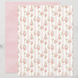 Papel Floral Rosa Coquete Vintage para Scrapbook