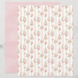 Papel Floral Rosa Coquete Vintage para Scrapbook