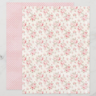 Papel Floral Rosa Coquete Vintage para Scrapbook