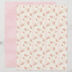Papel Floral Rosa Coquete Vintage para Scrapbook