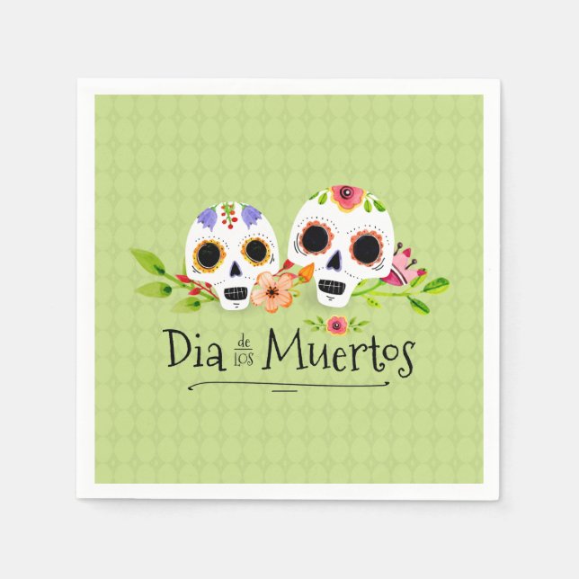 Papel Floral Sugar Skulls Dia de Muertos | Guardanapo (Frente)