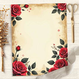 Papel Floral Vintage para Álbum de Recortes com Ro