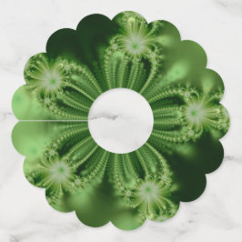 Papel Fraco Flor Verde Etiquetas de Vidro