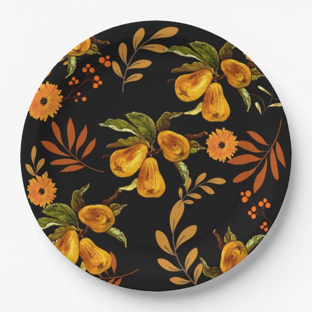 Papel Fruta Elegante e prato de queda/ação de graças do  (Frente)