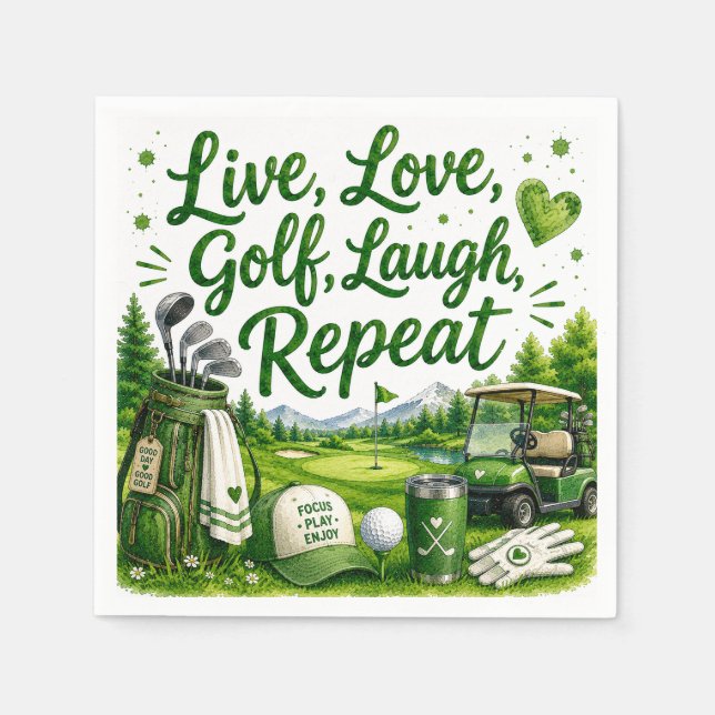 Papel Golf e Risadas Guardanapo de Aquarela de Golfe Div (Frente)