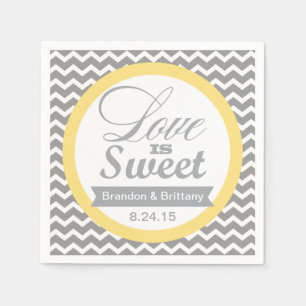 Papel Guardanapo amarelos e cinzentos do casamento de